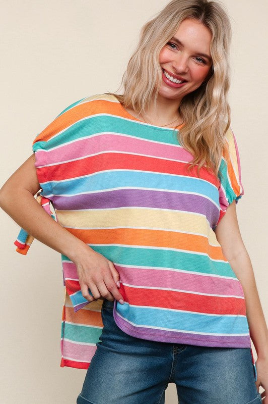 Feeling Bold Multicolor Stripe Dolman Bow Tie Sleeve Tops | Nikki &amp; Co. Boutique