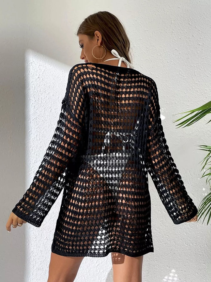 Crochet Knit Long Sleeve Cover - Up - Nikki &amp; Co. Boutique
