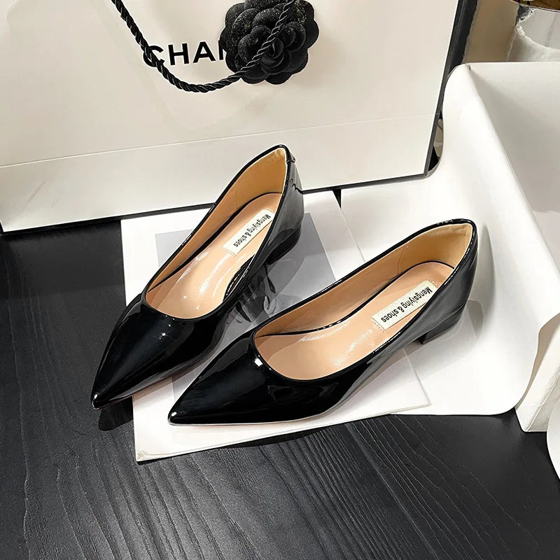 Women's Pointed Toe Flat Shoes New Spring Autumn French Style Nude Color Women's Shoes Outdoor Fashion High Heels Party