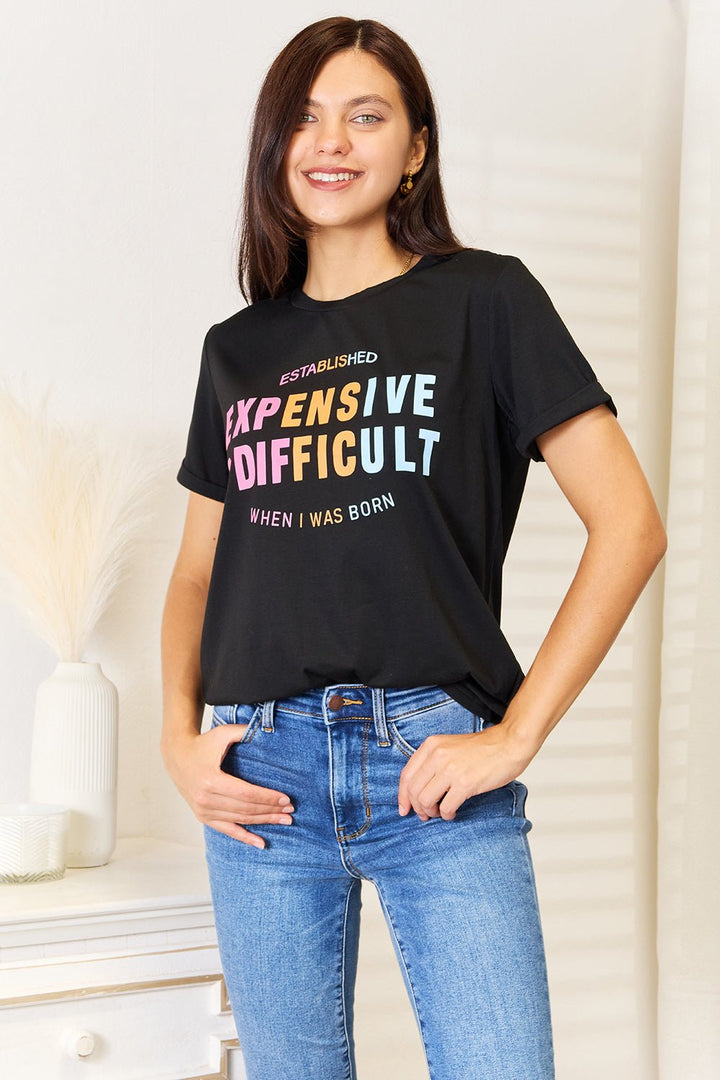 Simply Love Slogan Graphic Cuffed Sleeve T-Shirt | Nikki &amp; Co. Boutique