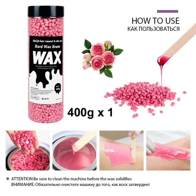 Unisex Painless Hot Wax Beads 200g-400g - Fast Waxing for Bikini Area, Face, and Body Hair Removal
