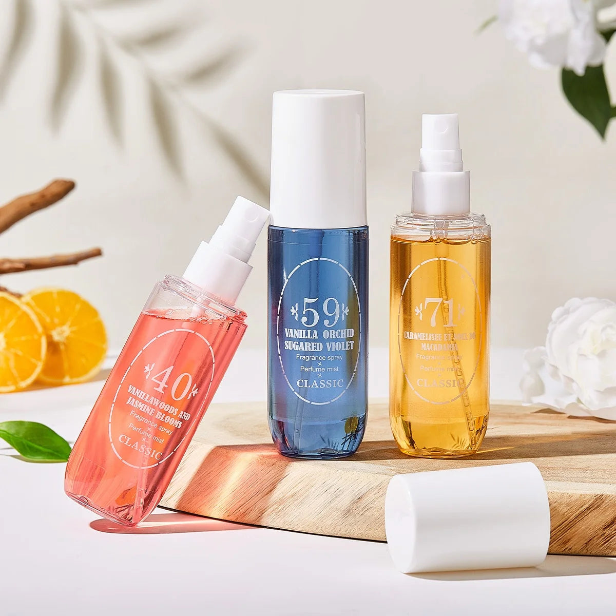 Natural alcohol-free and low-allergen liquid perfume spray that can be used on hair, body and clothing. Water-based, natural oils.