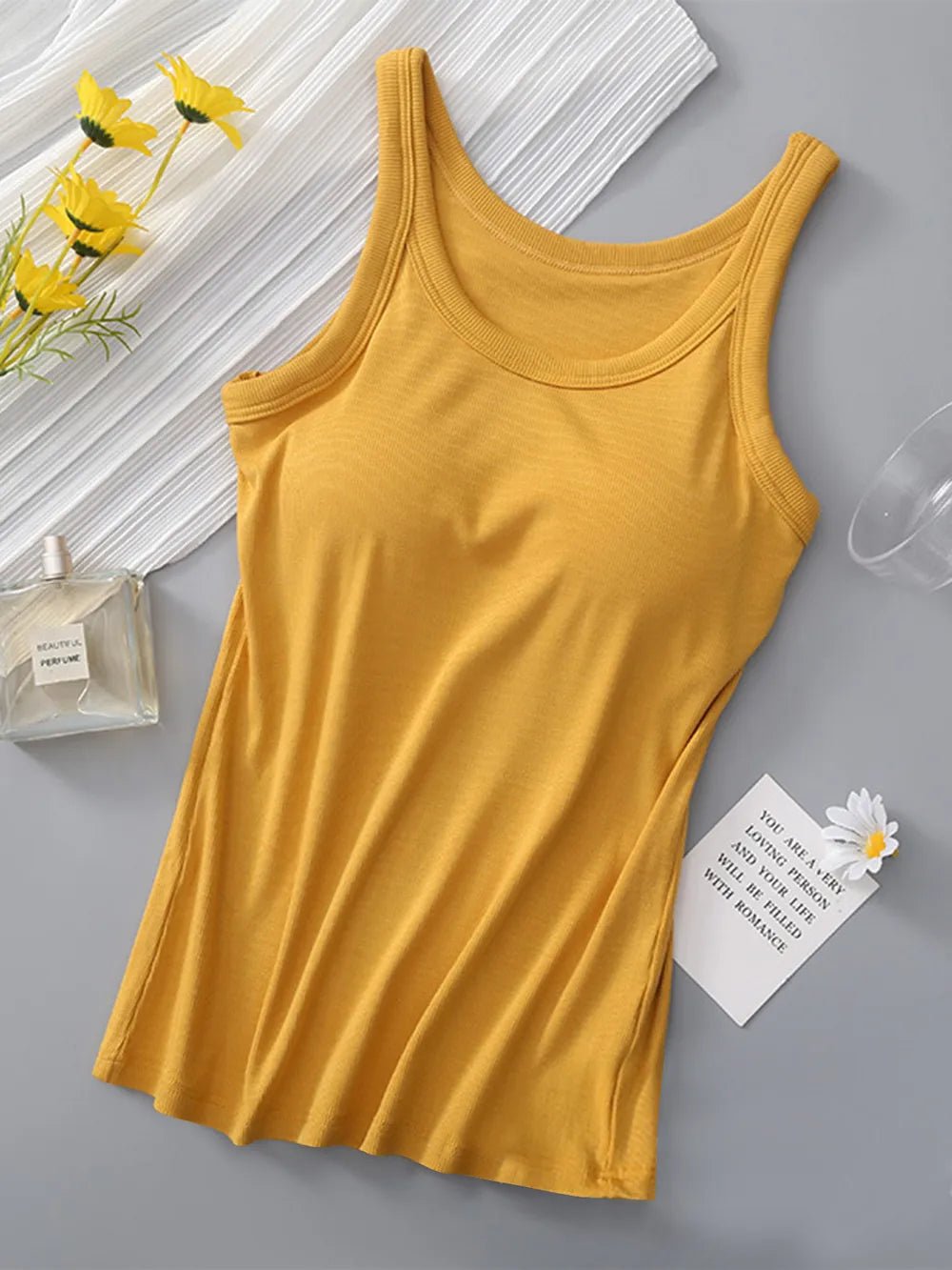 Round Neck Tank with Built - In Bra - Nikki &amp; Co. Boutique