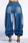 Plus Size Casual Blue Jogging Hight Waist Denim Jeans