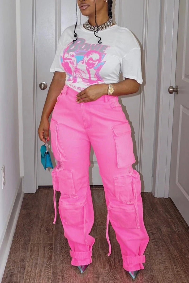 Plus Size Jeans Women Denim Pants Stretch Loose Leggings Y2K Streetwear New Stylish Cargo Pants Cool Girl Fashion Bottoms - Nikki and Co Boutique