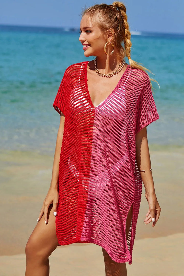 Angel Wings Openwork Contrast Slit Knit Cover Up | Nikki &amp; Co. Boutique