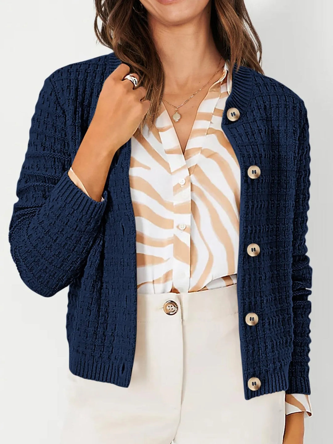 Textured Knit Button - Front Cardigan - Nikki &amp; Co. Boutique