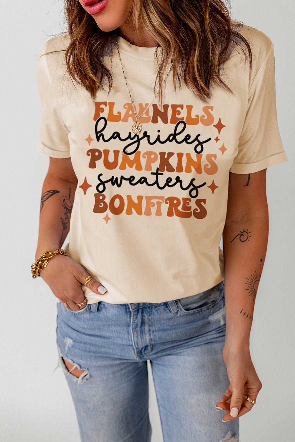 Letter Graphic Round Neck T-Shirt | Nikki &amp; Co. Boutique