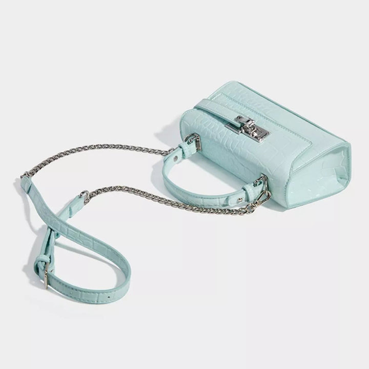 Crocodile Embossed Top Handle Crossbody Bag in Blue - Nikki &amp; Co. Boutique