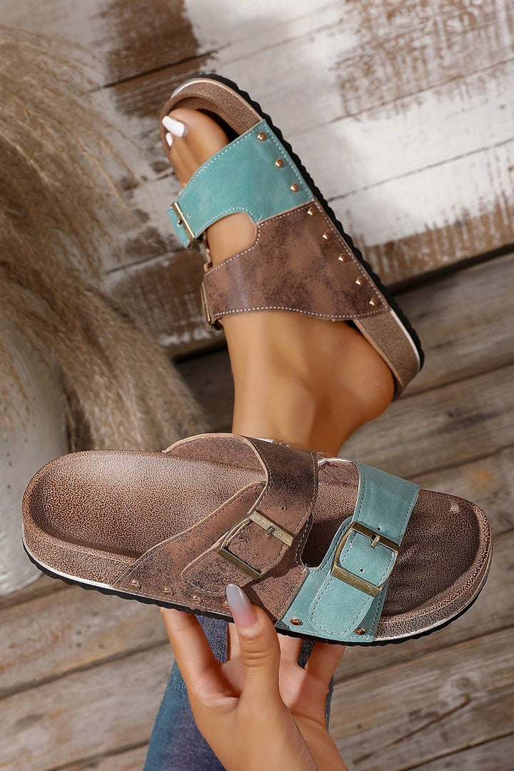 Western Suede Rivet Slip - On Sandals - 4 Colors (NP) - Nikki &amp; Co. Boutique