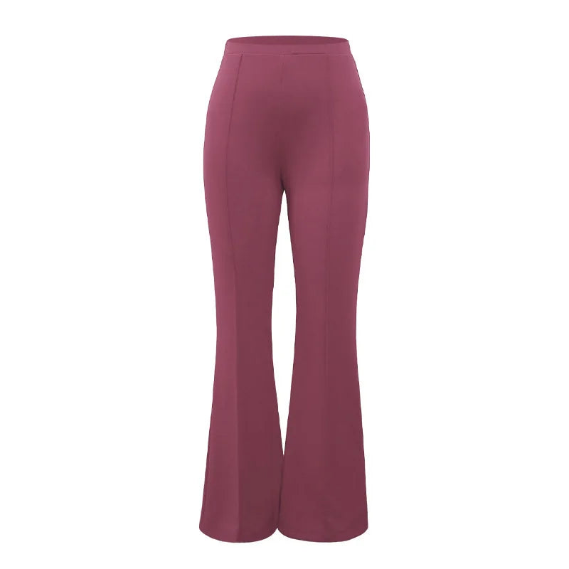 Women's Slim Bell-Bottoms Trousers Trendy Spring Autumn Pants Office Lady Solid Color Flared Trousers