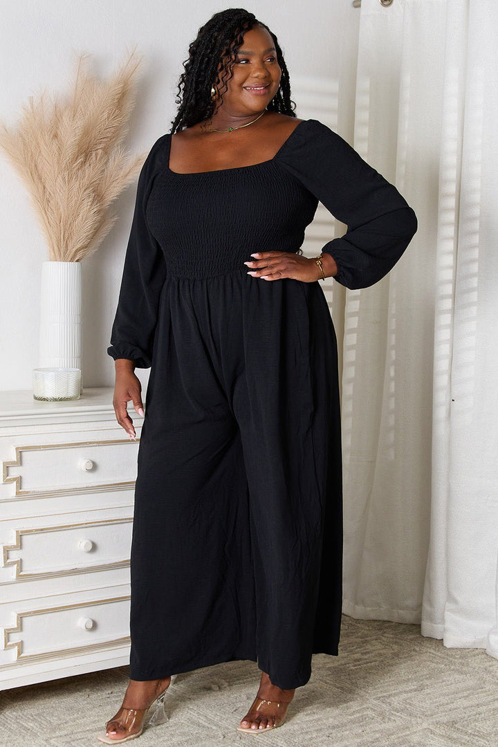 Double Take Square-Neck Jumpsuit with Pockets - Nikki &amp; Co. Boutique
