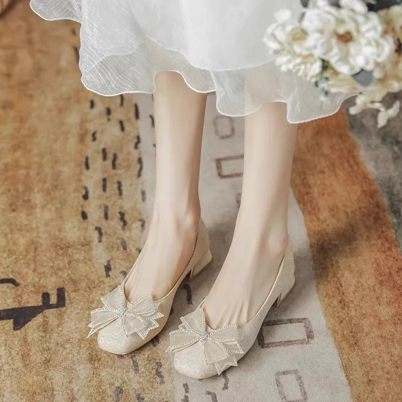 Women's New Style Fall Evening Soft Sole Low Top Wedding Shoes Daily Wearable Comfortable Polyurethane Sole Rubber Upper