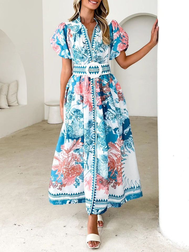 Printed Puff Sleeve Midi Dress | Nikki &amp; Co. Boutique