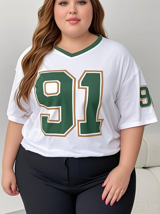318 Women Printed V Neck Short Sleeve T-Shirt Size 91 3 Color Summer T-Shirts Baseball T-Shirts Plus Size Sports T-Shirts