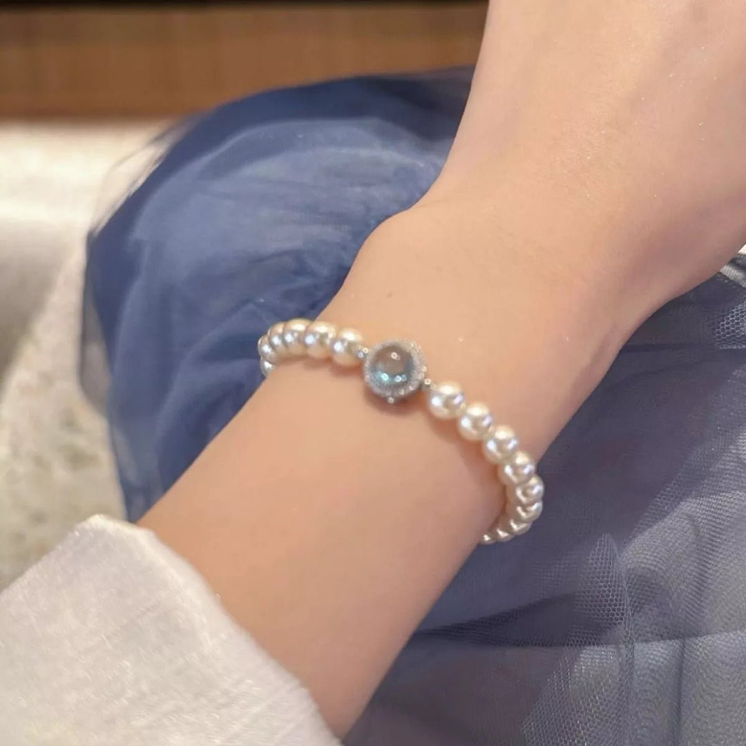 Sterling Silver Zircon Bead Pearl Bracelet - Nikki &amp; Co. Boutique