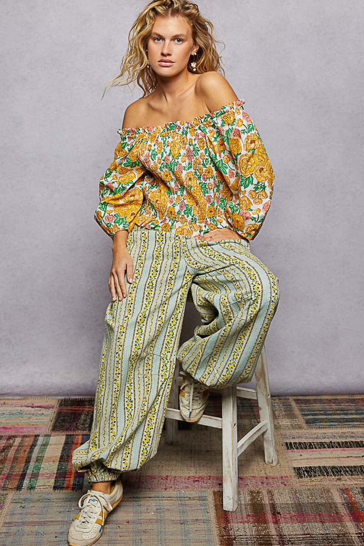 POL Floral Print Off-Shoulder Smocked Blouse | Honey Multi - Nikki &amp; Co. Boutique