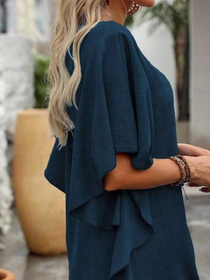 Ruffled Flutter Sleeve V-Neck Mini Dress | Nikki &amp; Co. Boutique