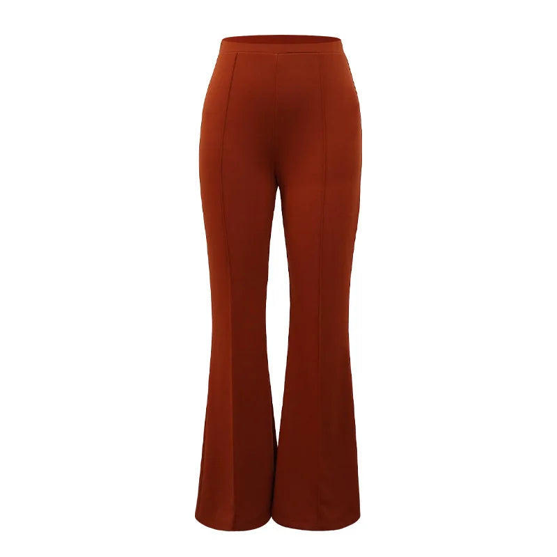 Women's Slim Bell-Bottoms Trousers Trendy Spring Autumn Pants Office Lady Solid Color Flared Trousers