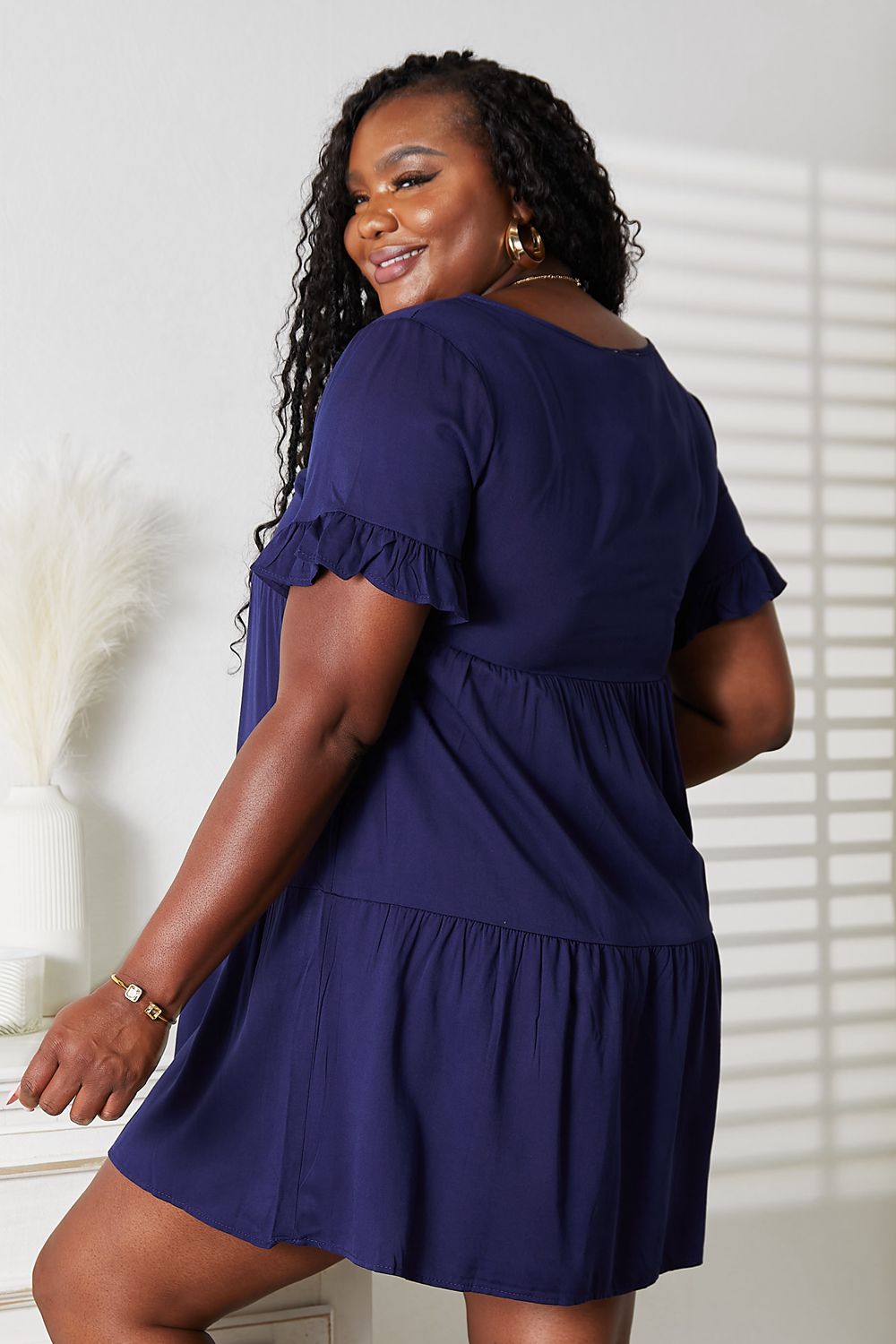 Mandy V - Neck Flounce Sleeve Tiered Dress - Nikki &amp; Co. Boutique