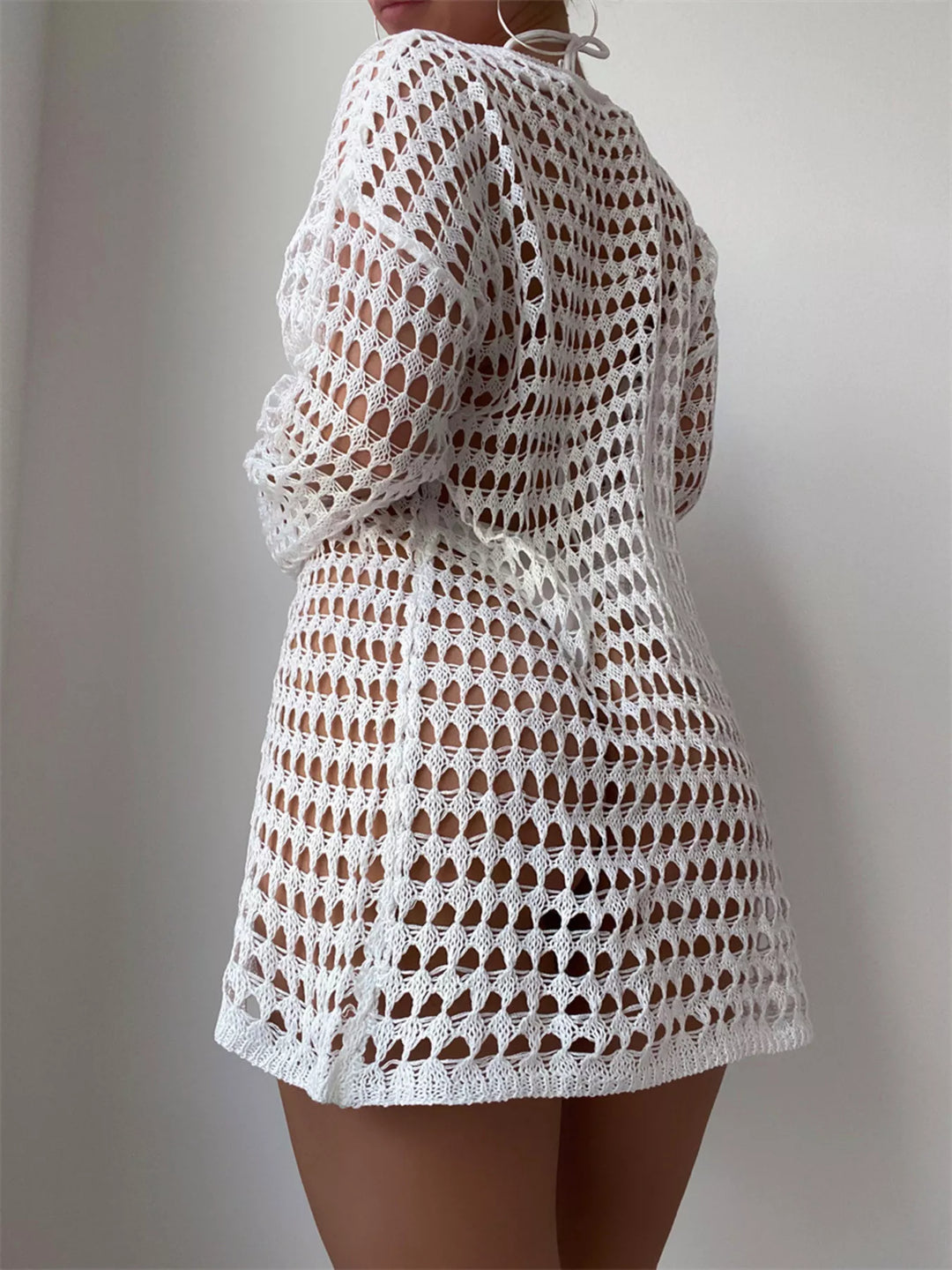 Crochet Knit Long Sleeve Cover - Up - Nikki &amp; Co. Boutique