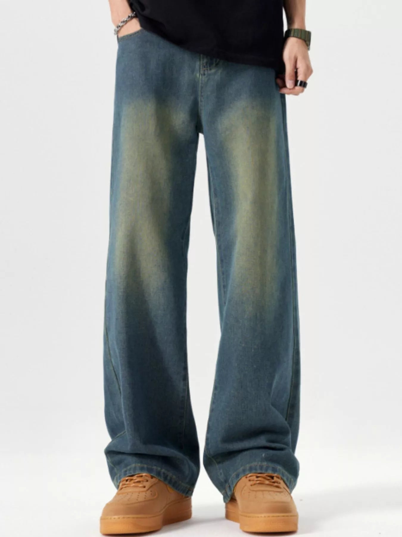 Men's Vintage Wash Wide Leg Jeans - Nikki and Co Boutique