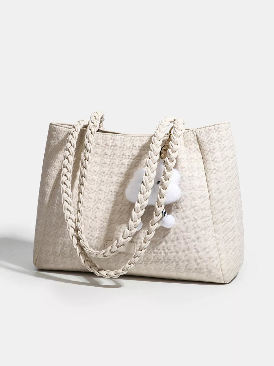 Houndstooth Pattern Shoulder Bag in White - Nikki &amp; Co. Boutique
