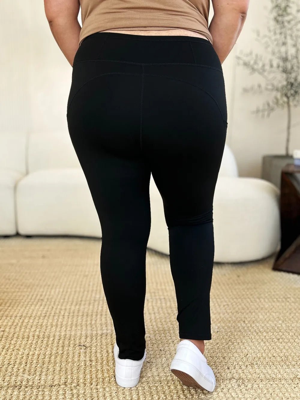 Wide Waistband Full-Length Sports Leggings with Pockets - Nikki &amp; Co. Boutique