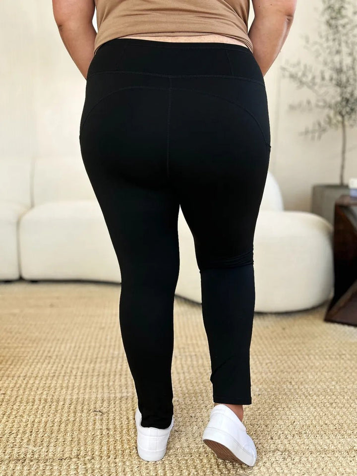 Wide Waistband Full-Length Sports Leggings with Pockets - Nikki &amp; Co. Boutique