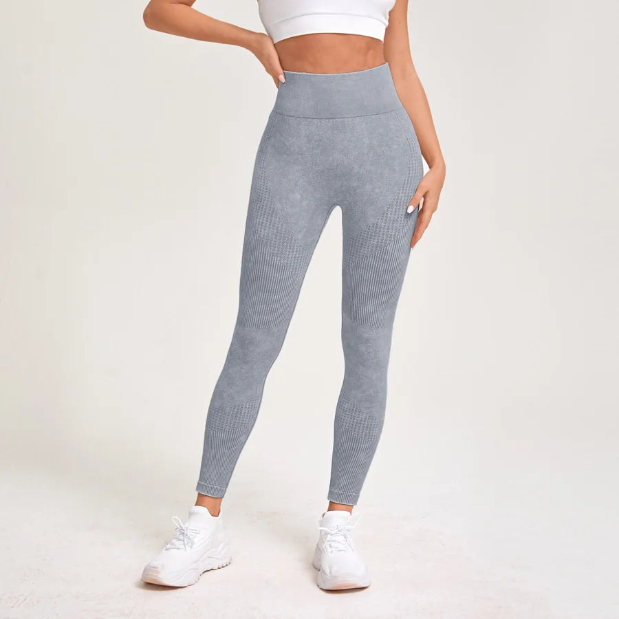 Retro Stone Wash Sportswear Woman Gym Yoga Pants Distressed Seamless High Waist  Women Sports Leggings Tummy Control Squat-Proof