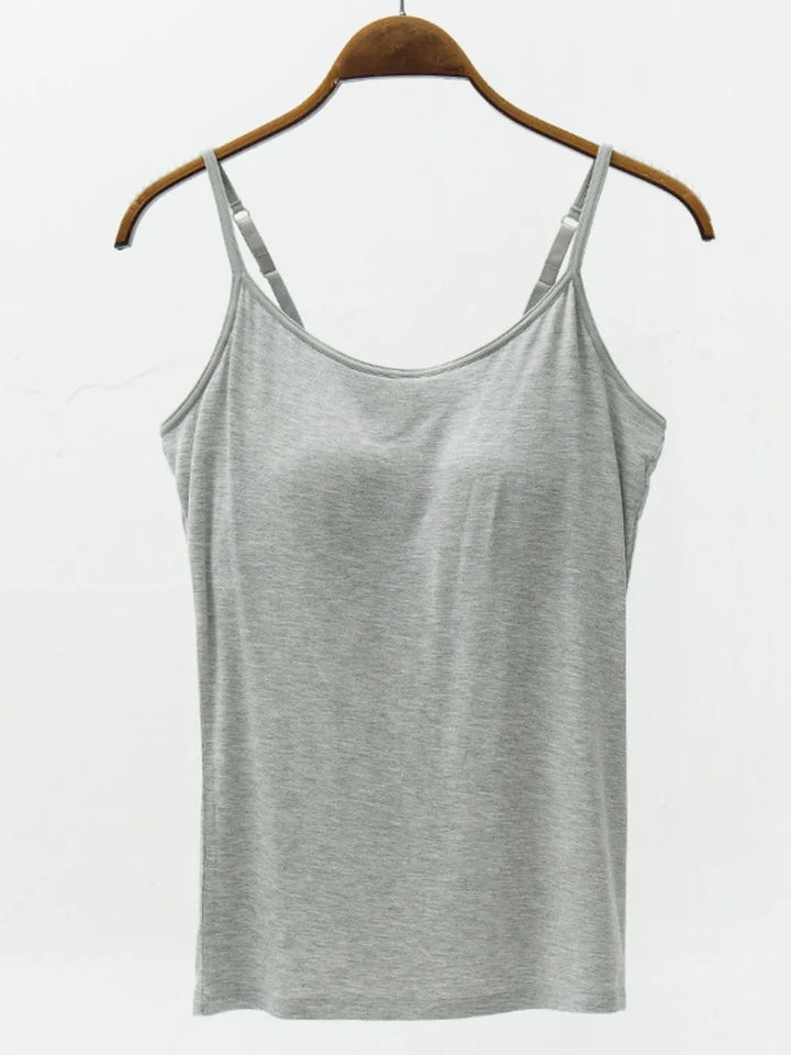 Full Size Adjustable Strap Modal Cami with Bra | Nikki &amp; Co. Boutique