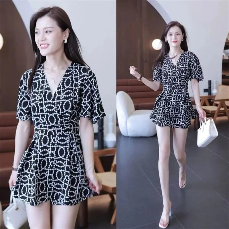 Women's Fashion Print Suit Summer New Western-style Long Tops Shirts And Shorts Two Piece Sets For Women Plus Size Clothing