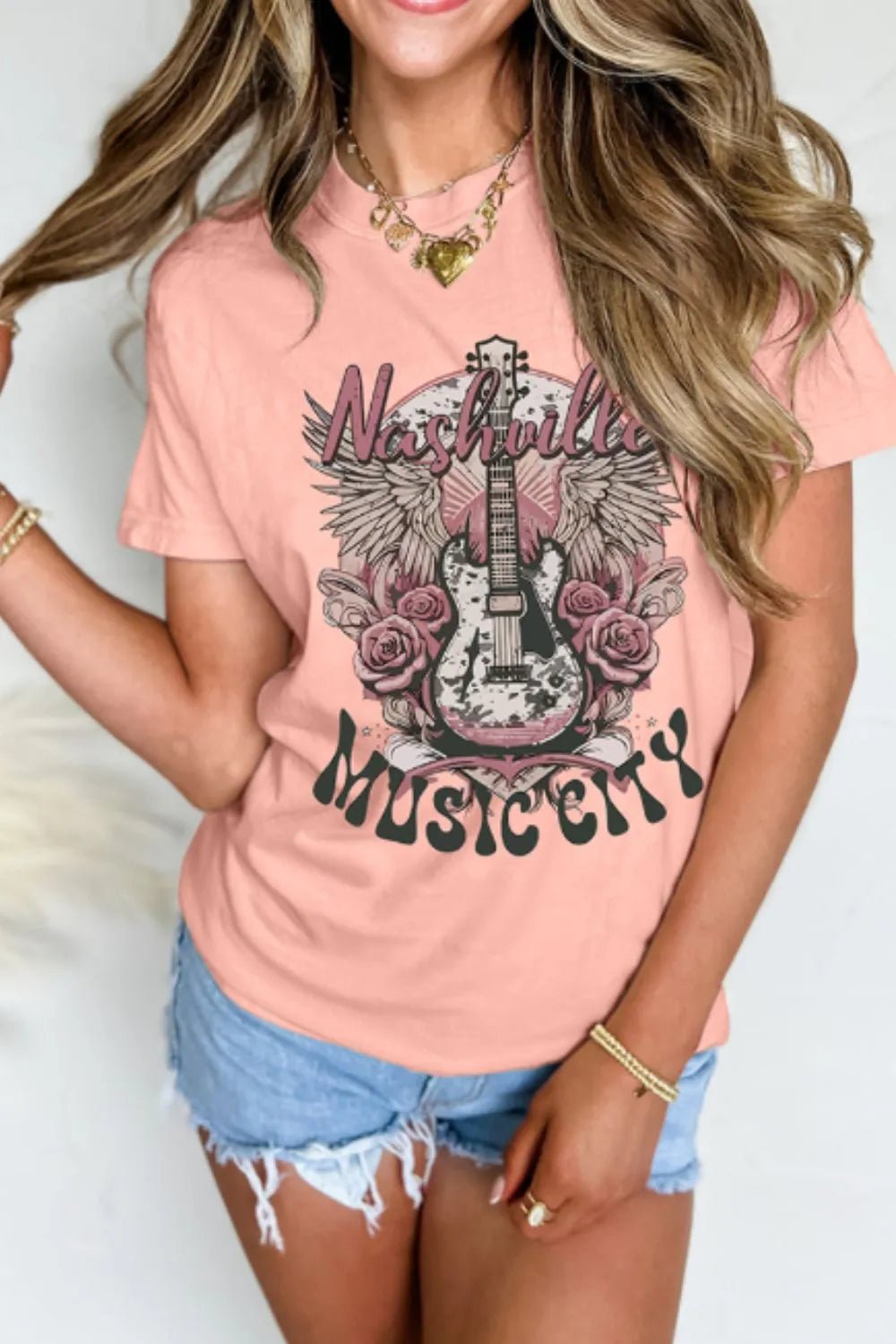 Graphic Round Neck Shorts Sleeve T-Shirt - Nikki &amp; Co. Boutique