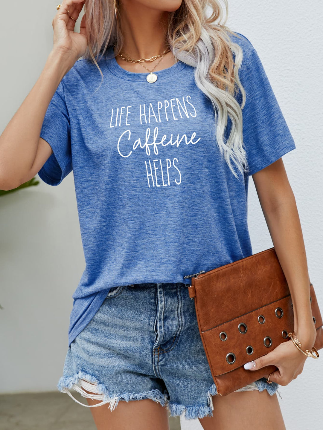 LIFE HAPPENS CAFFEINE HELPS Graphic Tees | Nikki &amp; Co. Boutique