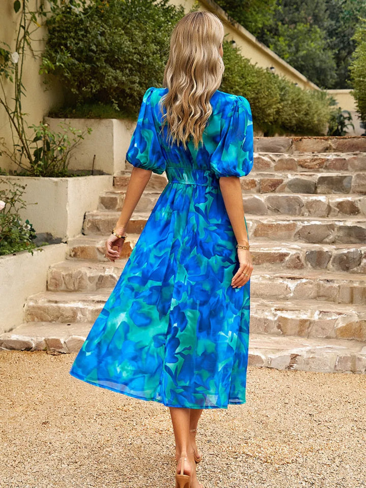 Printed Puff Sleeve Midi Dress | Nikki &amp; Co. Boutique