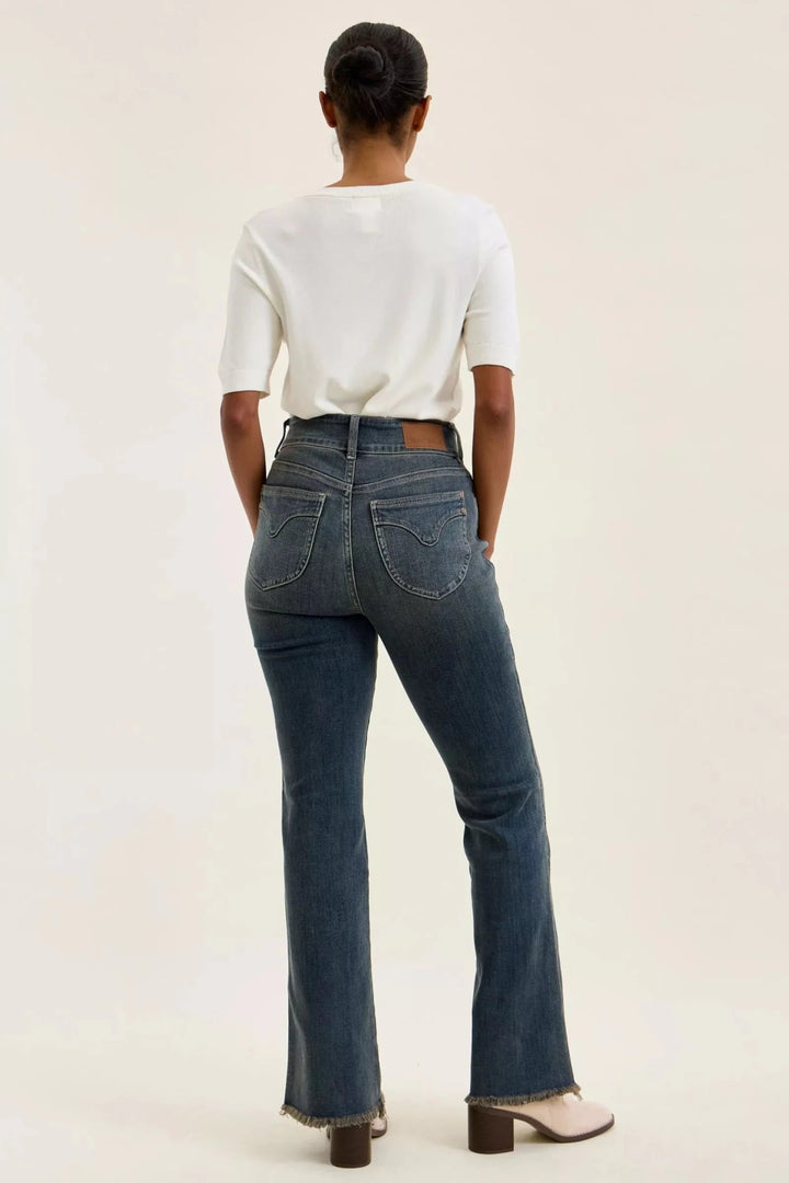 Judy Blue High Waist Double Button Frayed Hem Jeans - Nikki &amp; Co. Boutique
