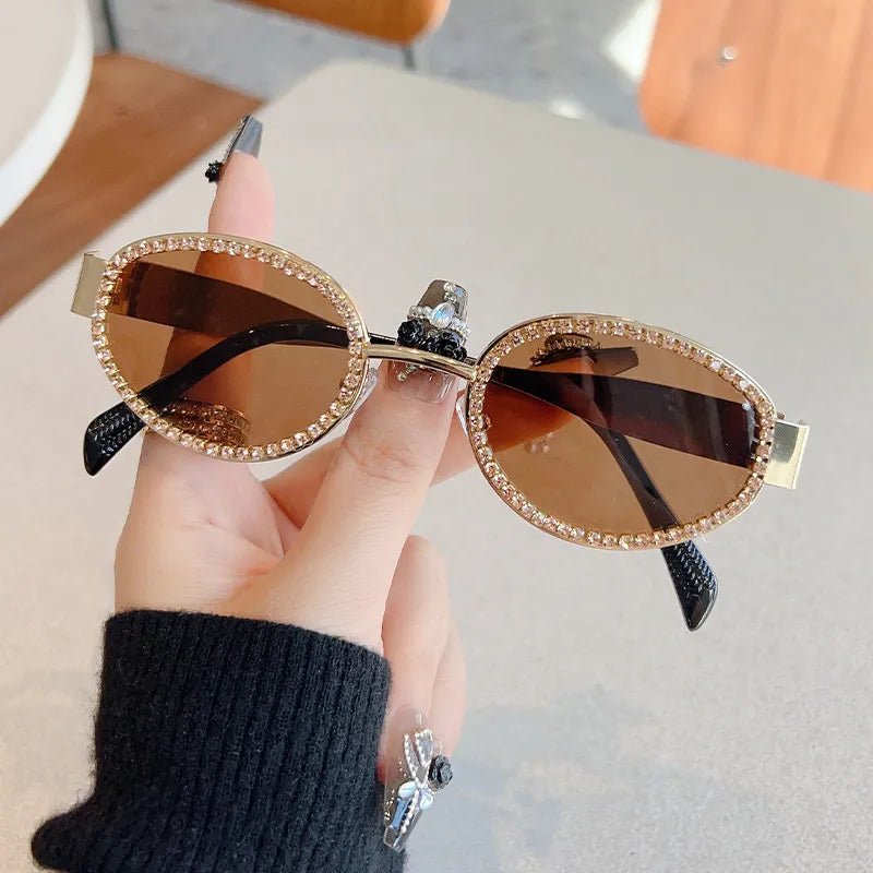 Rhinestones Decor Oval Sunglasses | Nikki &amp; Co. Boutique