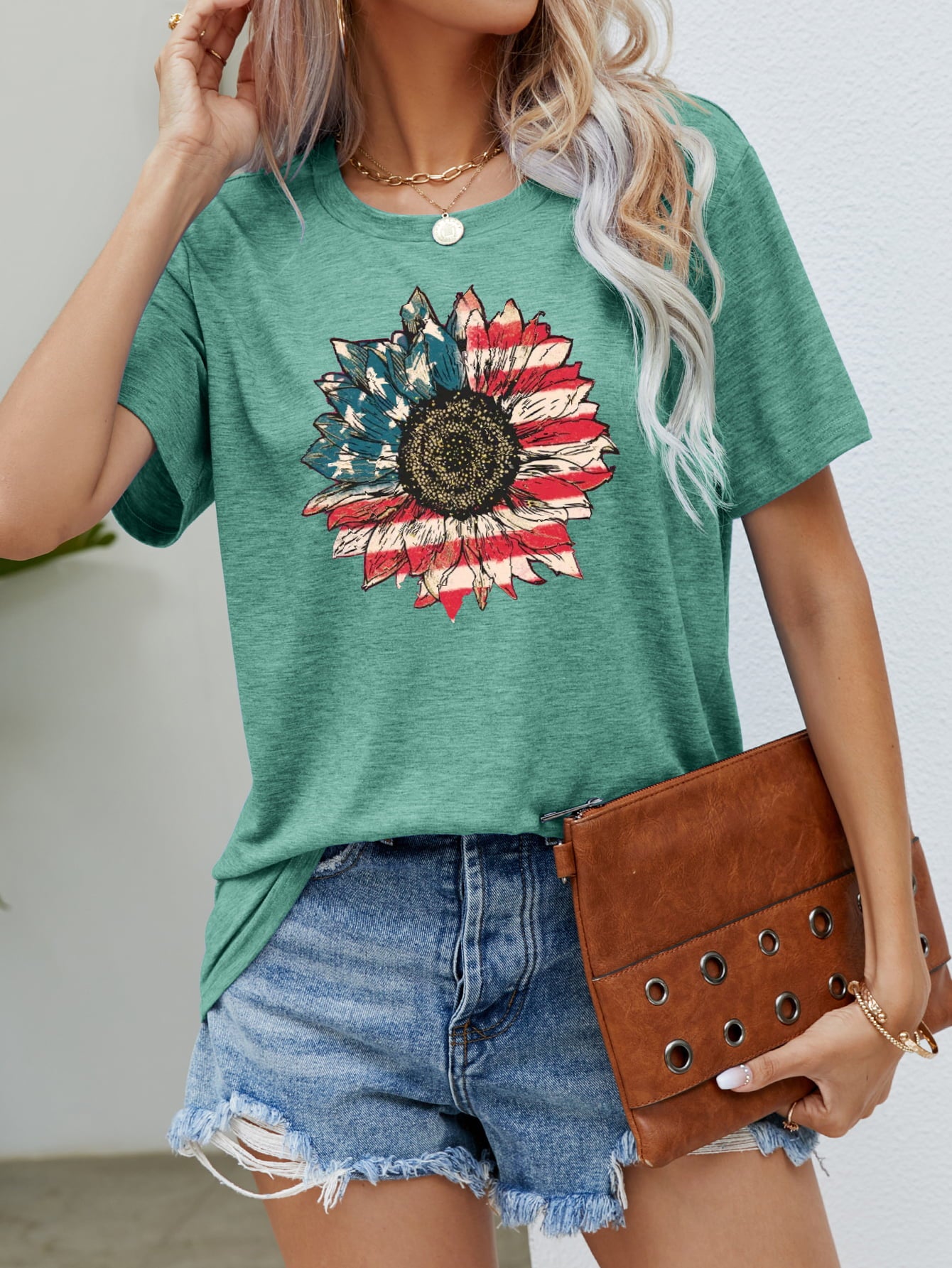 US Flag Flower Graphic Tee - Nikki and Co Boutique