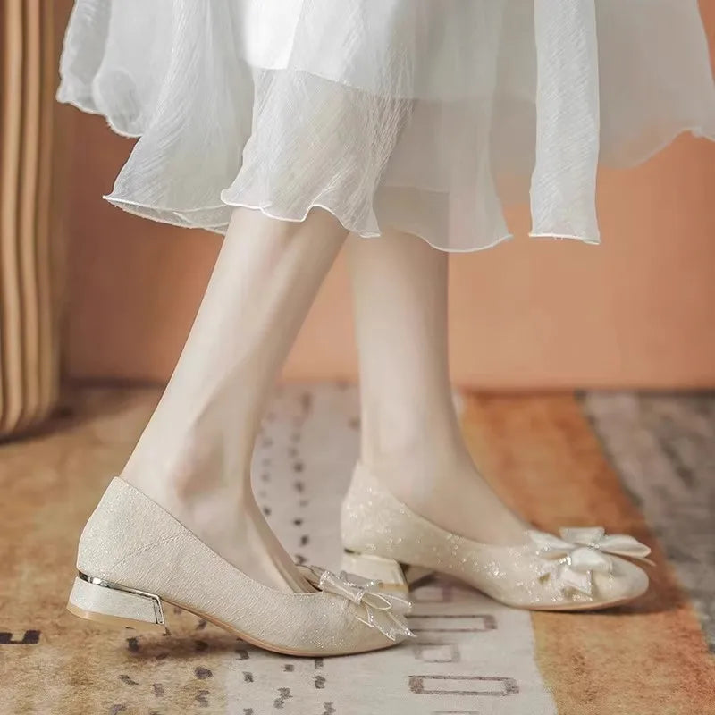 Women's New Style Fall Evening Soft Sole Low Top Wedding Shoes Daily Wearable Comfortable Polyurethane Sole Rubber Upper