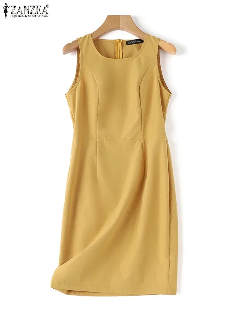 ZANZEA Elegant Women's Sets Office Lady 2-Pieces Dress Sets Blazer and Dress Outfits Fashion Suits Sleeveless Sundress