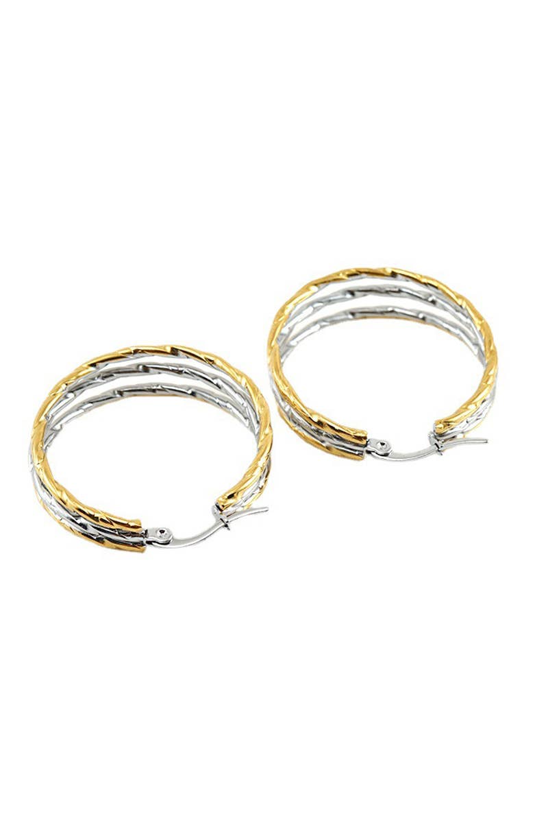 18K Two-Tone Stainless Steel Earrings | Gold &amp; Silver - Nikki &amp; Co. Boutique