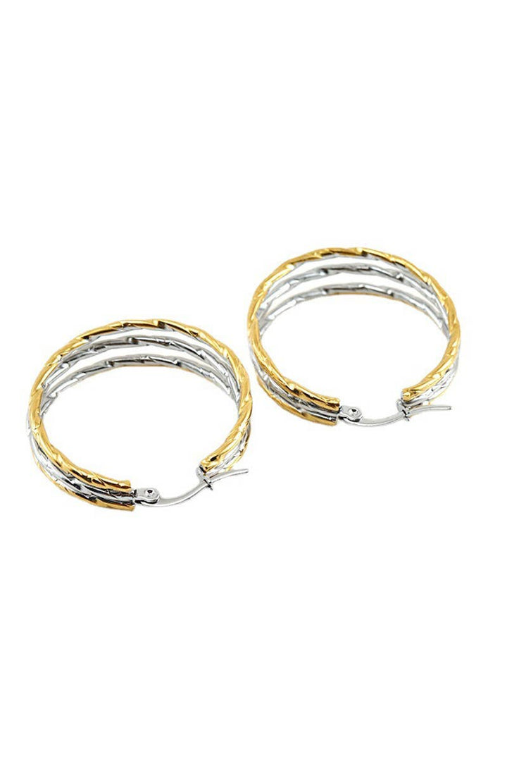 18K Two-Tone Stainless Steel Earrings | Gold &amp; Silver - Nikki &amp; Co. Boutique