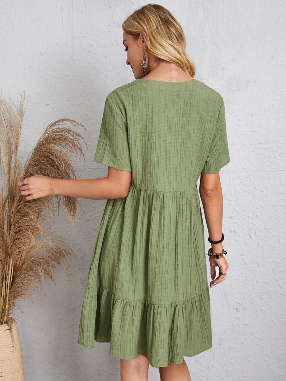 Full Size V-Neck Shorts Sleeve Dress | Nikki &amp; Co. Boutique