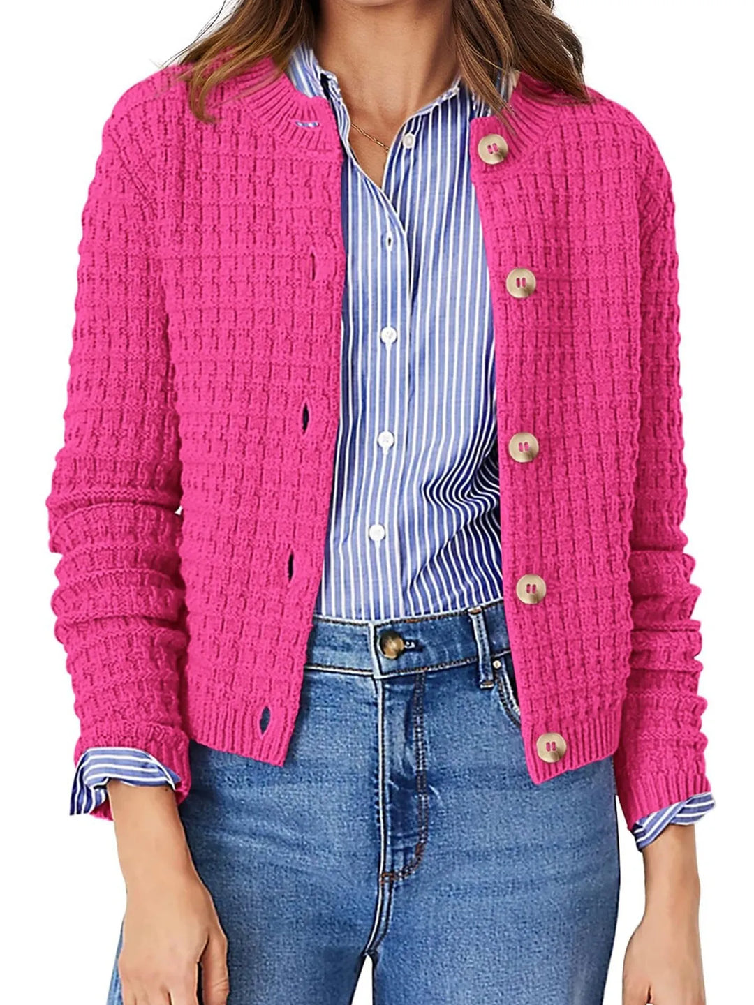 Textured Knit Button - Front Cardigan - Nikki &amp; Co. Boutique