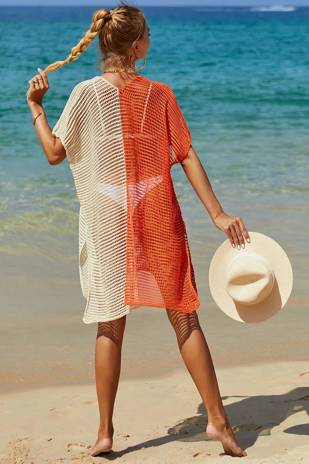 Angel Wings Openwork Contrast Slit Knit Cover Up | Nikki &amp; Co. Boutique