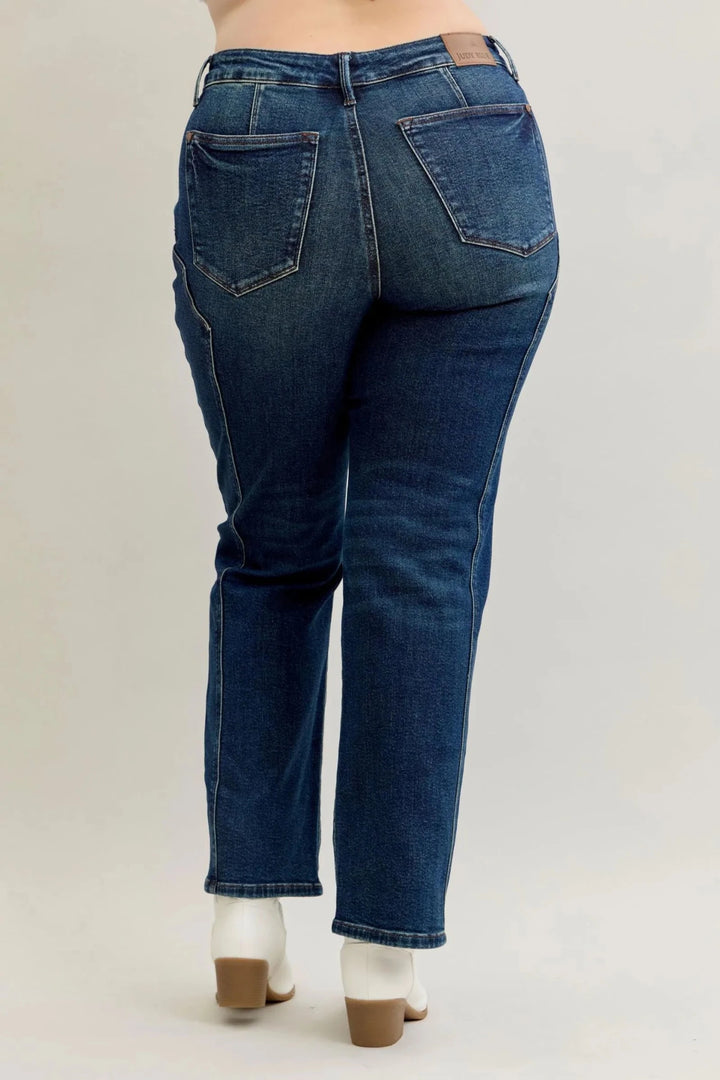 Judy Blue Full Size Seam Detail Straight Leg Jeans Plus Size - Nikki &amp; Co. Boutique