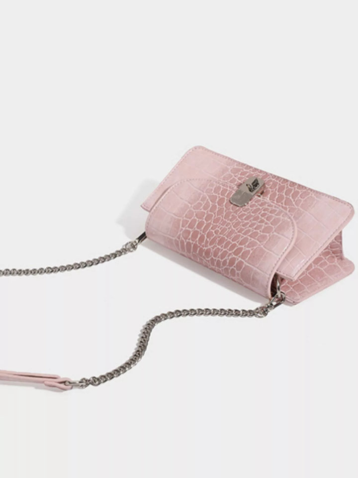 Crocodile Embossed Flap Crossbody Bag in Blush Pink - Nikki &amp; Co. Boutique