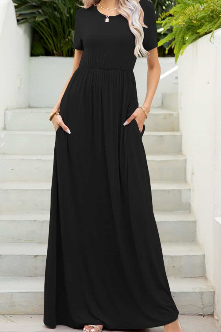 Round Neck Maxi Tees Dress with Pockets - Nikki &amp; Co. Boutique