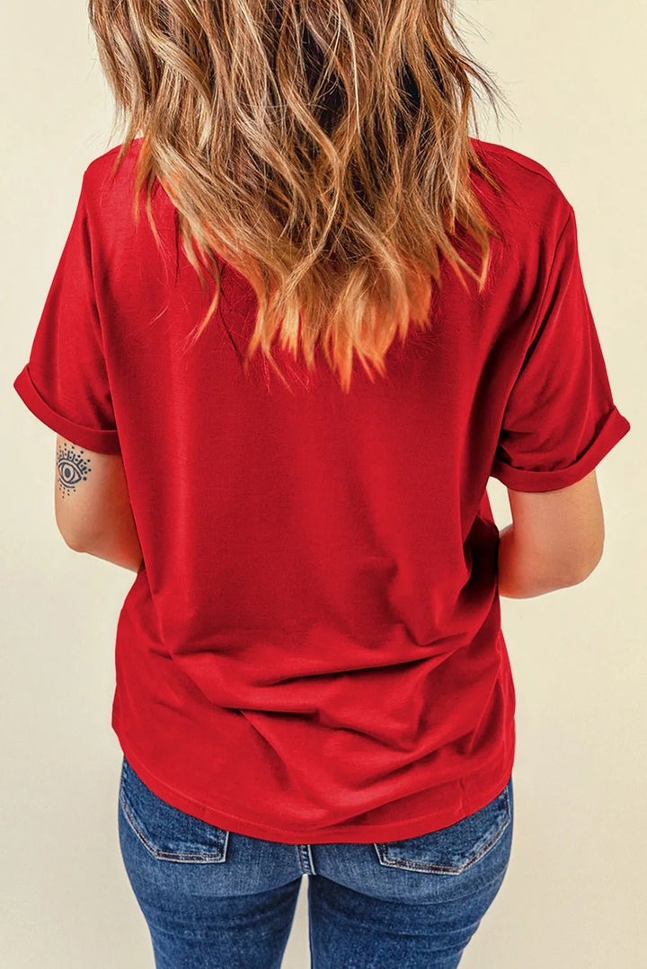 Heart Round Neck Shorts Sleeve T-Shirt - Nikki &amp; Co. Boutique