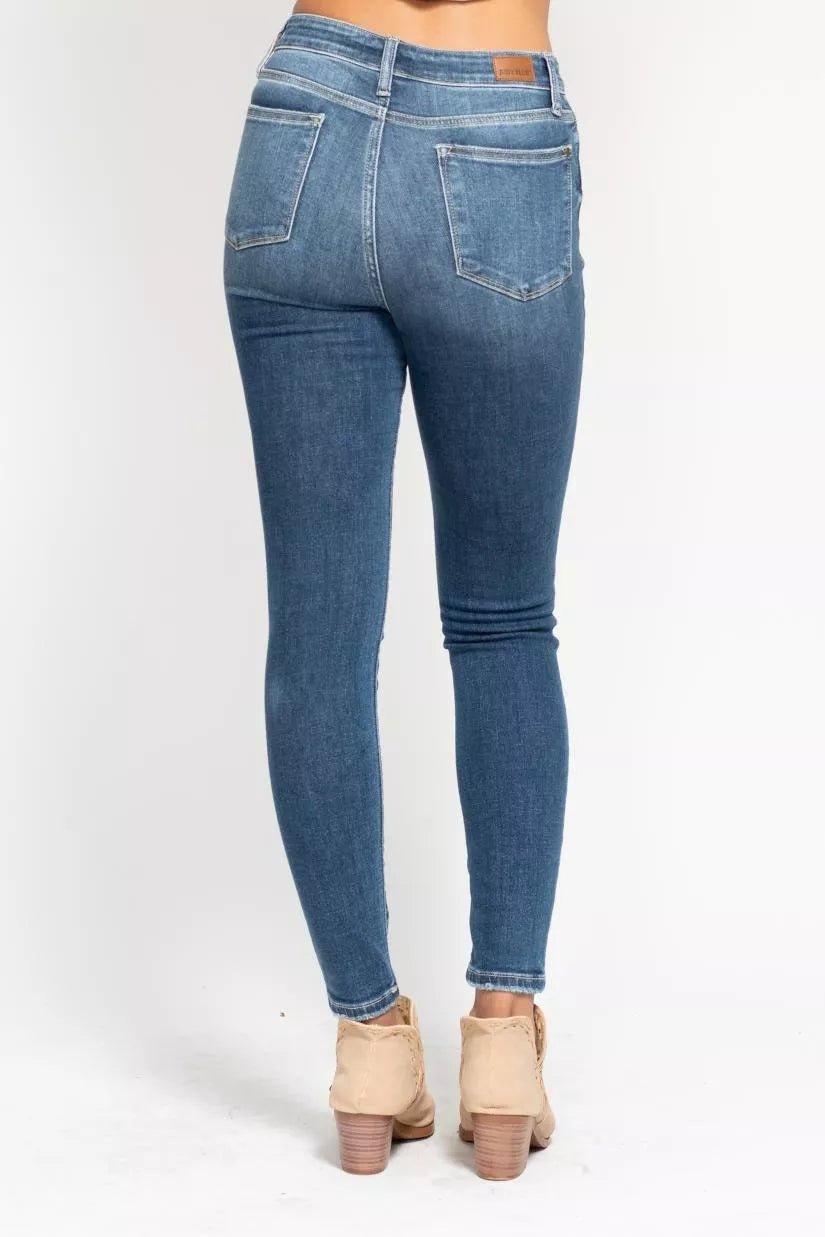 Judy Blue Full Size High Rise Button Fly Skinny Jeans Plus Size - Nikki &amp; Co. Boutique